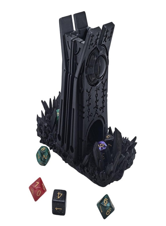 XJPONGC Retro Planet Dice Tower DND Dice Rolling Tower Dice Tower Dungeons and Dragons Dice Jail D&D Accessories (Random 7PCS D20 Dice Set Included) Black - Image 1